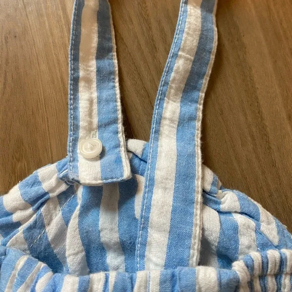 Anthropologie Blue & White Striped Strawberry Embroidered Cropped Tank - Picture 7 of 9